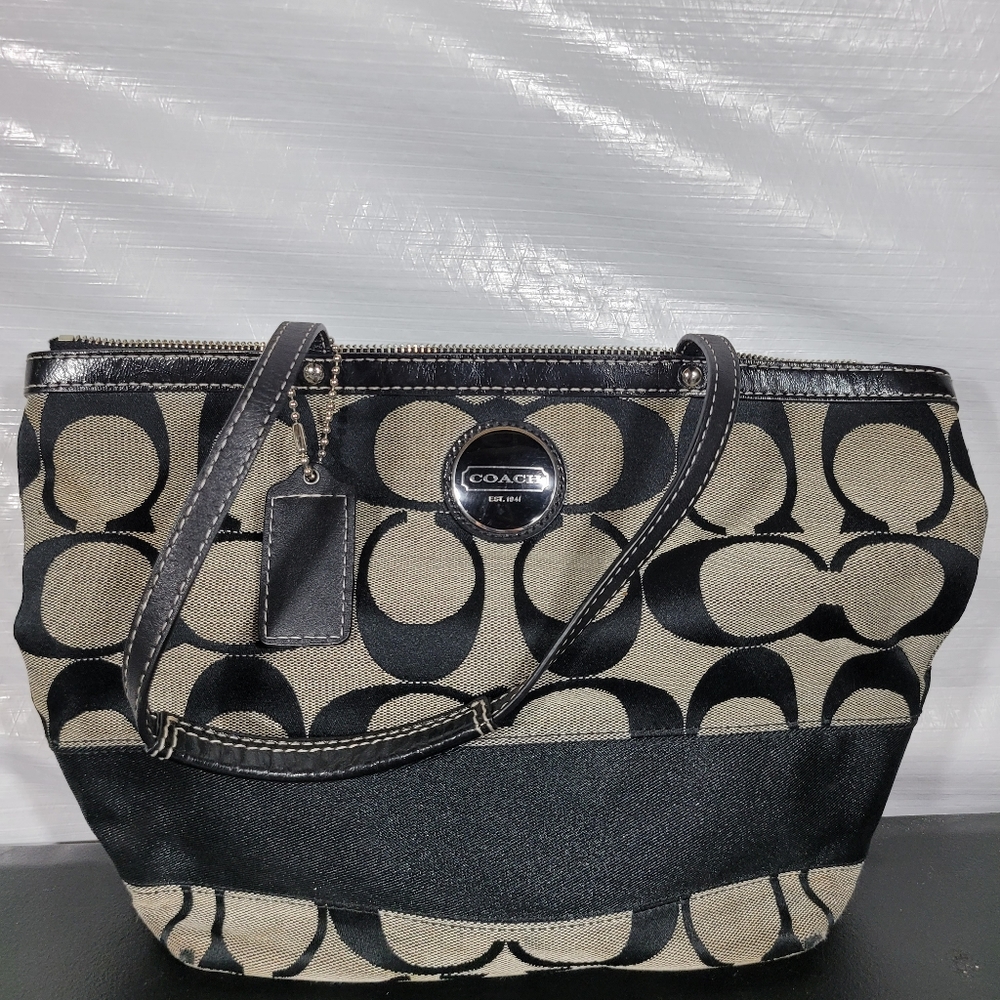 Coach Black and Grey Handbag